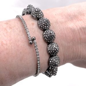 Stella & Dot Nikita Stretch Spike Bracelet & Thin White Rhinestone Flex Bracelet